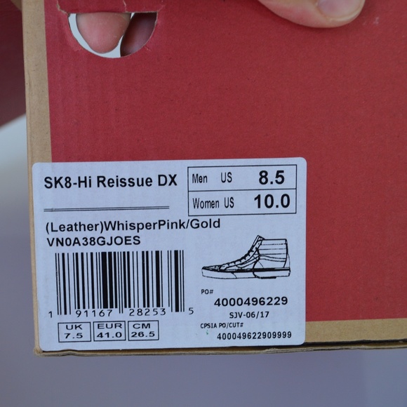 VANS SK8-HI REISSUE DX LEATHER WHISPER PINK SHOES - Picture 8 of 16